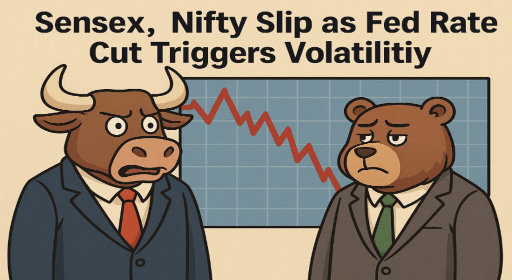 Sensex, Nifty Slip as Fed Rate Cut Triggers Volatility